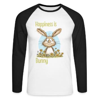 Bunny Easter Motif Saying Spring - Unisex Long Sleeve Baseball T-Shirt - white/black - Front - Nik (191cm)