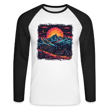 Amateur de VTT vintage - T-shirt baseball manches longues Homme - blanc/noir - Devant - Nik (191cm)