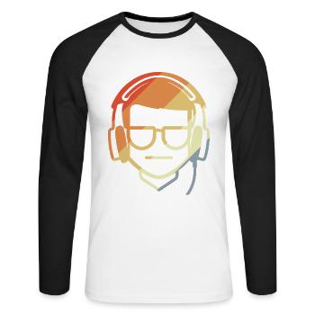 Gamer Zeichnung Retro - Unisex Baseballshirt langarm - Weiß/Schwarz - Vorne - Nik (191cm)