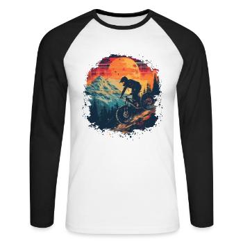 VTT Synthwave - T-shirt baseball manches longues Homme - blanc/noir - Devant - Nik (191cm)