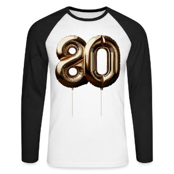 80 Years Gold Balloon Foil Balloon Gift - Unisex Long Sleeve Baseball T-Shirt - white/black - Front - Nik (191cm)