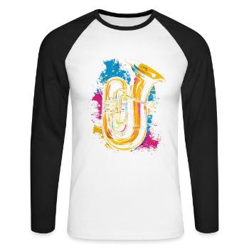 Tuba Street Art - T-shirt baseball manches longues Homme - blanc/noir - Devant - Nik (191cm)