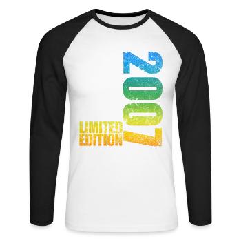 Limited Edition 2007 18th Birthday Gift - Unisex Long Sleeve Baseball T-Shirt - white/black - Front - Nik (191cm)
