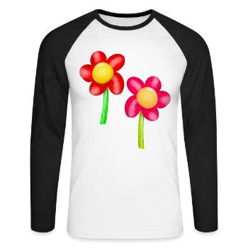 Fleurs Fleur Printemps - T-shirt baseball manches longues Homme - blanc/noir - Devant - Nik (191cm)