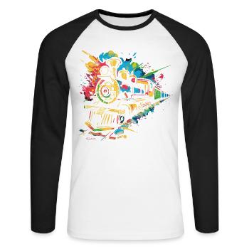 Locomotive Graffiti - Unisex Long Sleeve Baseball T-Shirt - white/black - Front - Nik (191cm)