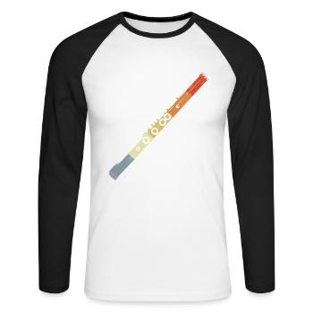 Flûte Dessin Look Vintage - T-shirt baseball manches longues Homme - blanc/noir - Devant - Nik (191cm)