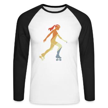 Vintage Roller Skating Girl Grafik - Unisex Baseballshirt langarm - Weiß/Schwarz - Vorne - Nik (191cm)
