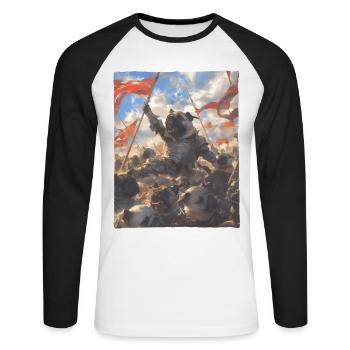 Epic Pug Revolution Artful Painting - Unisex Long Sleeve Baseball T-Shirt - white/black - Front - Nik (191cm)
