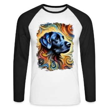 Labrador in artistic and abstract style - Unisex Long Sleeve Baseball T-Shirt - white/black - Front - Nik (191cm)