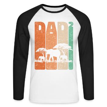 Dad Hoch 2 Elefant Zwei Kinder Vatertag Geschenk - Unisex Baseballshirt langarm - Weiß/Schwarz - Vorne - Nik (191cm)