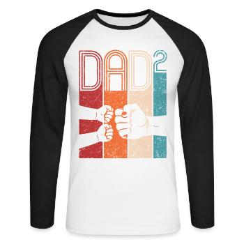 Dad High 2 Fist Bump Two Kids Father's Day Dad - Unisex Long Sleeve Baseball T-Shirt - white/black - Front - Nik (191cm)