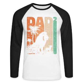 Father's Day Lion Dad High Two Kids Gift - Unisex Long Sleeve Baseball T-Shirt - white/black - Front - Nik (191cm)