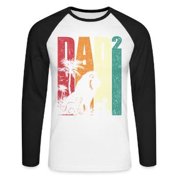 Lion Two Children Dad High 2 Father's Day Gift - Unisex Long Sleeve Baseball T-Shirt - white/black - Front - Nik (191cm)