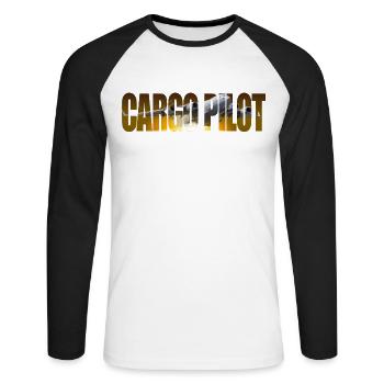 Pilote cargo C-17 - T-shirt baseball manches longues Homme - blanc/noir - Devant - Nik (191cm)