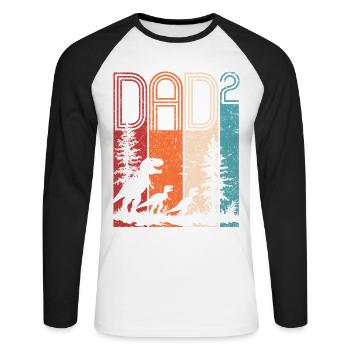 Tyrannosaurus Rex Dad High 2 Gift Daddy's Dino - Unisex Long Sleeve Baseball T-Shirt - white/black - Front - Nik (191cm)