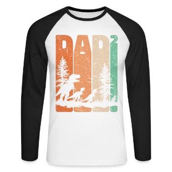 Tyrannosaurus Rex Design Dad High 2 Fathers Gift - Unisex Long Sleeve Baseball T-Shirt - white/black - Front - Nik (191cm)