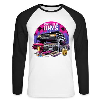 Gute Alte Zeiten Kassette 90er Retro Geschenk - Unisex Baseballshirt langarm - Weiß/Schwarz - Vorne - Nik (191cm)