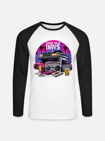 Good Old Times Cassette 90s Retro Gift - Unisex Long Sleeve Baseball T-Shirt - white/black