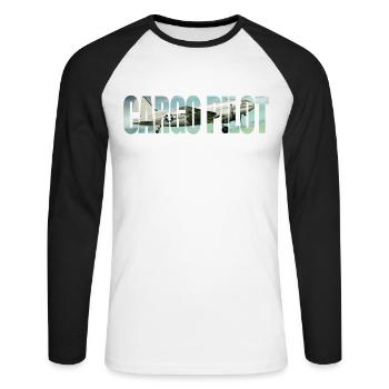 Pilote cargo C-46 - T-shirt baseball manches longues Homme - blanc/noir - Devant - Nik (191cm)