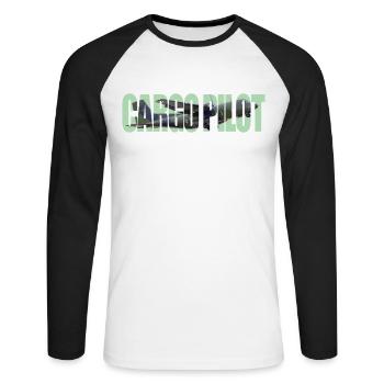 Pilote cargo C-160 - T-shirt baseball manches longues Homme - blanc/noir - Devant - Nik (191cm)