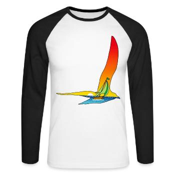 Le voyage de l'oiseau et du bateau - T-shirt baseball manches longues Homme - blanc/noir - Devant - Nik (191cm)