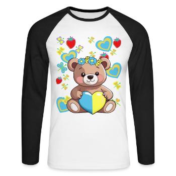 Teddy Teddy Bear Ours d’été Enfants Enfant Bébé Rétro - T-shirt baseball manches longues Homme - blanc/noir - Devant - Nik (191cm)