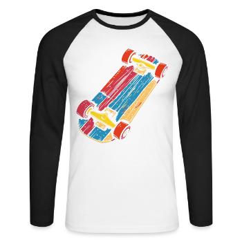Skateboard Graphic Vintage Look - T-shirt baseball manches longues Homme - blanc/noir - Devant - Nik (191cm)