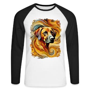 Rhodesian Ridgeback - Artful Abstract Style - Unisex Long Sleeve Baseball T-Shirt - white/black - Front - Nik (191cm)