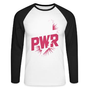 Women Power GRL PWR Girl Patriarchy Feminism - Unisex Long Sleeve Baseball T-Shirt - white/black - Front - Nik (191cm)