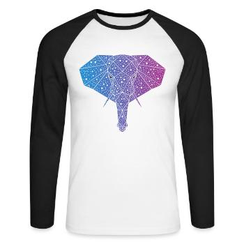 éléphant galactique - T-shirt baseball manches longues Homme - blanc/noir - Devant - Nik (191cm)