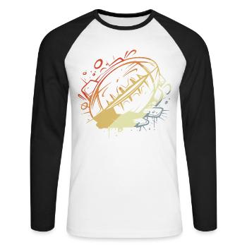Rugby Ball Vintage Look - Unisex Baseballshirt langarm - Weiß/Schwarz - Vorne - Nik (191cm)