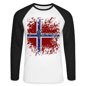 Norwegian Pride, I Love Norway - Unisex Long Sleeve Baseball T-Shirt - white/black - Front - Nik (191cm)