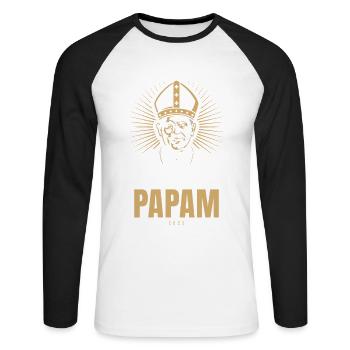 Habemus Papam 2025 Pope Portrait Pope Election Vatican - Unisex Long Sleeve Baseball T-Shirt - white/black - Front - Nik (191cm)