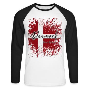 Fierté danoise, fier Danois - T-shirt baseball manches longues Homme - blanc/noir - Devant - Nik (191cm)
