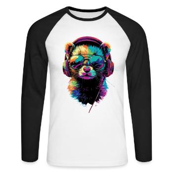 Furet Furet Putois Martre Belette Mignon Furet - T-shirt baseball manches longues Homme - blanc/noir - Devant - Nik (191cm)