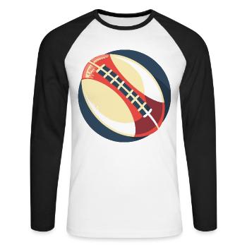 Rugby Ball Graphic - Unisex Long Sleeve Baseball T-Shirt - white/black - Front - Nik (191cm)
