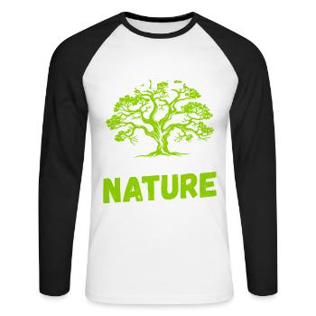 Respect starts with nature Conservation Climate Protection - Unisex Long Sleeve Baseball T-Shirt - white/black - Front - Nik (191cm)