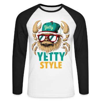 Graphisme Yeti Style Yetty - T-shirt baseball manches longues Homme - blanc/noir - Devant - Nik (191cm)