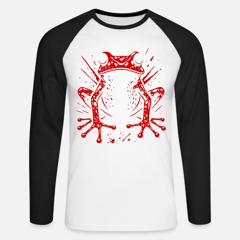 Frosch Erdbeerfrosch Roter Pfeilgiftfrosch - Unisex Baseballshirt langarm - Weiß/Schwarz