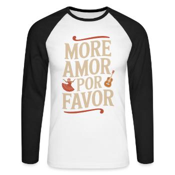 More Amor Por Favor Love Spanish Valentine's Day - Unisex Long Sleeve Baseball T-Shirt - white/black - Front - Nik (191cm)