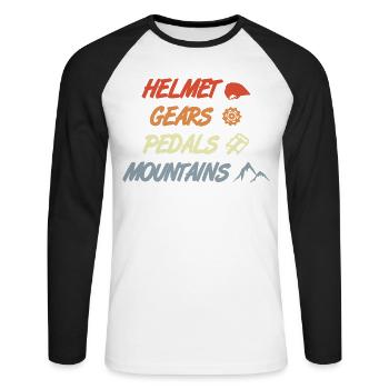 Drôle de dicton sur le VTT - T-shirt baseball manches longues Homme - blanc/noir - Devant - Nik (191cm)