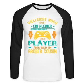 Only child complete I'll soon be a Big Cousin - Unisex Long Sleeve Baseball T-Shirt - white/black - Front - Nik (191cm)