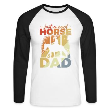 Cool Horse Dad - T-shirt baseball manches longues Homme - blanc/noir - Devant - Nik (191cm)