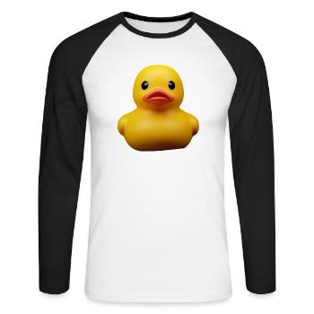 Duck ou - Unisex Baseballshirt langarm - Weiß/Schwarz - Vorne - Nik (191cm)
