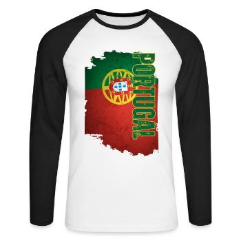 Vertical Portugal flag, Portuguese pride - Unisex Long Sleeve Baseball T-Shirt - white/black - Front - Nik (191cm)