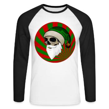 Skull Santa Claus Gnome red green - Unisex Long Sleeve Baseball T-Shirt - white/black - Front - Nik (191cm)