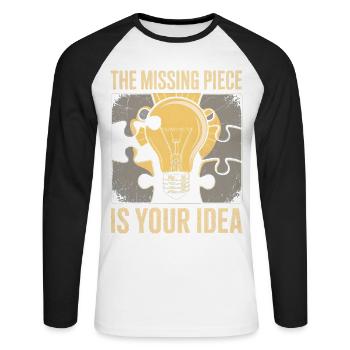 The Missing P... Is Your Idea – Kreativität & In - Unisex Baseballshirt langarm - Weiß/Schwarz - Vorne - Nik (191cm)
