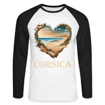 Corsica dans le cœur - T-shirt baseball manches longues Homme - blanc/noir - Devant - Nik (191cm)