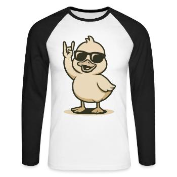 Duck’n’Roll - T-shirt baseball manches longues Homme - blanc/noir - Devant - Nik (191cm)