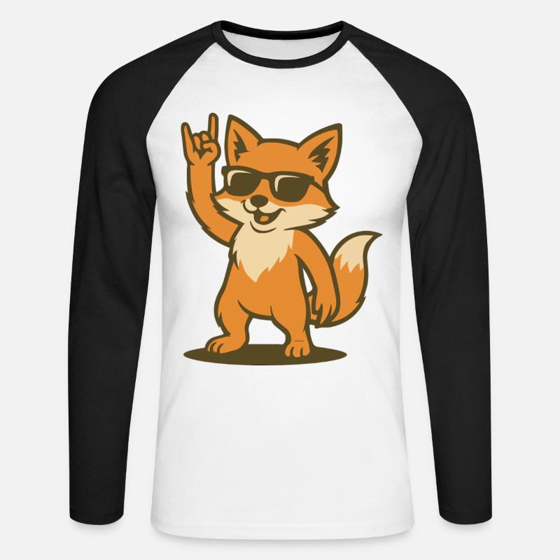 Fox on Fire - Unisex Baseballshirt langarm - Weiß/Schwarz
